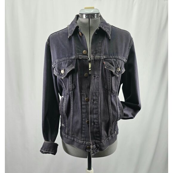 Custom Distressed Jean 90s Grunge Patchwork Painted Denim Levis Trucker Jacket - Picture 2 of 15